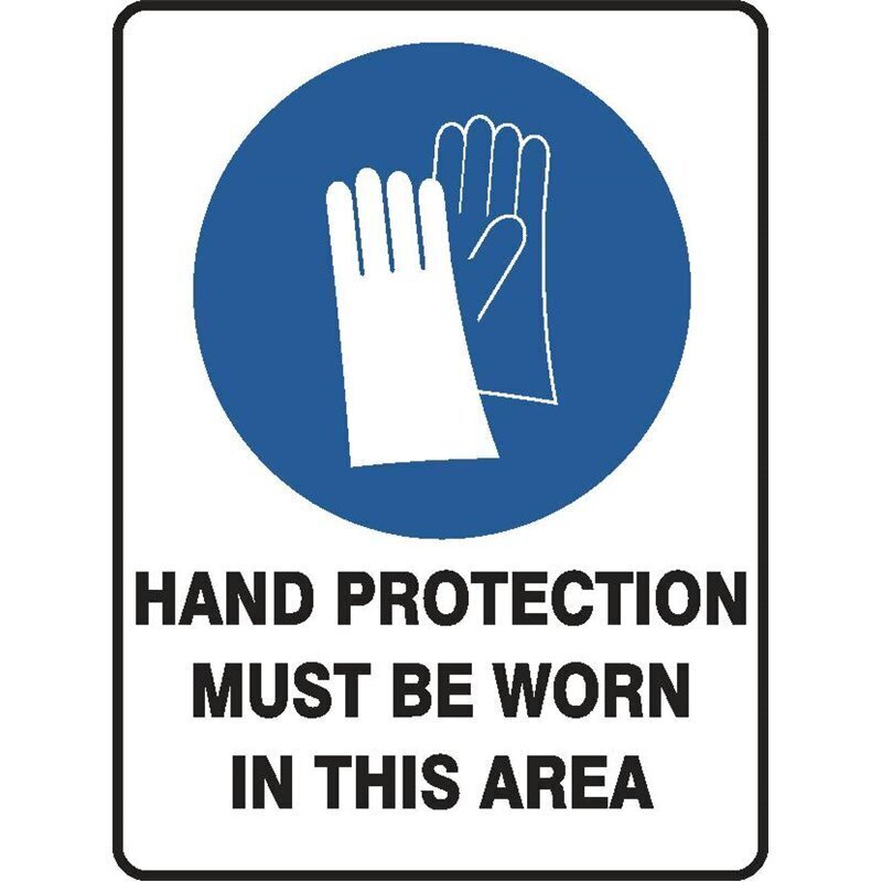 Hand Protection Area Hand Protection Must Be Warn In This Area W/Pictograph