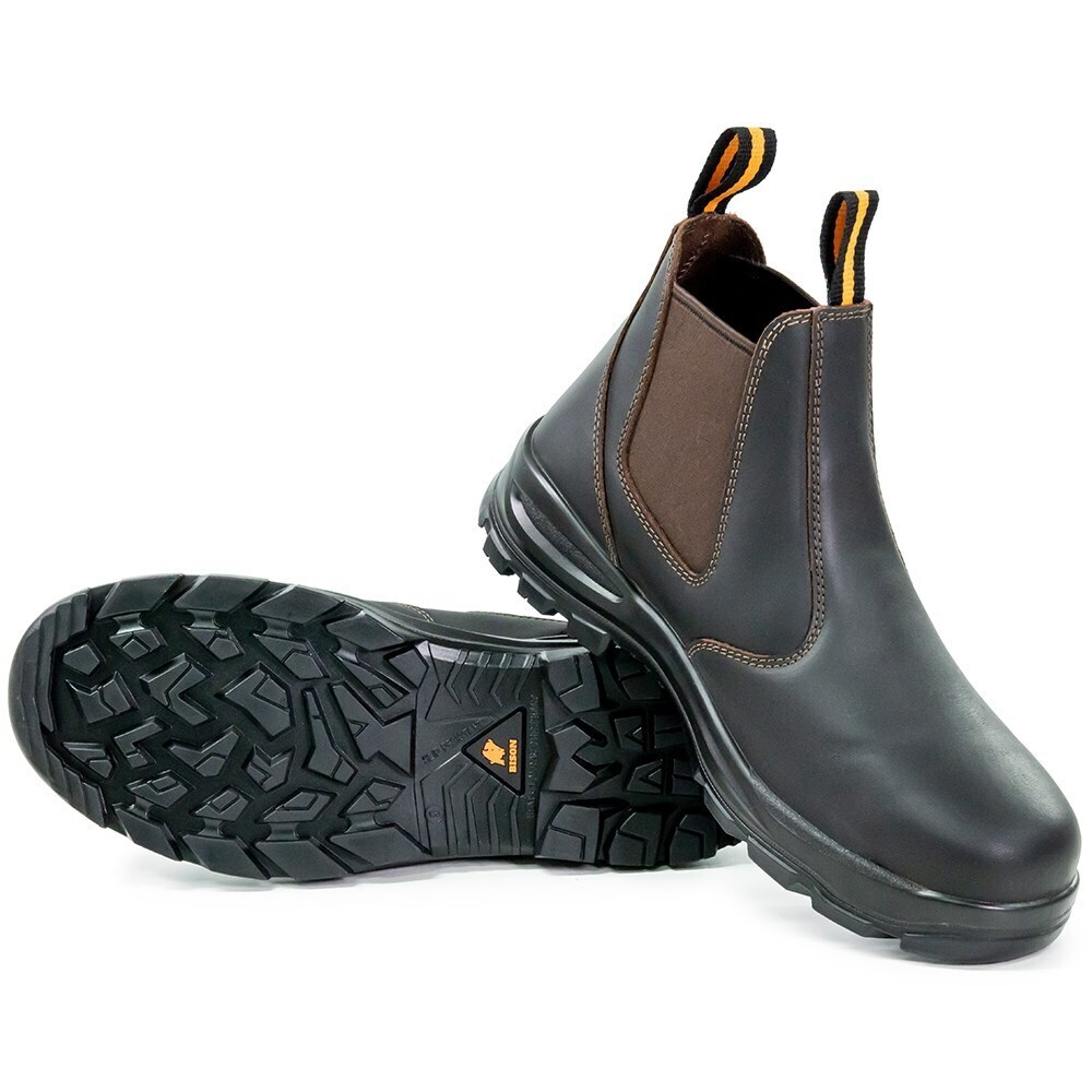 BISON Ridge Elastic Sided Slip On Workboot (CHESTNUT)