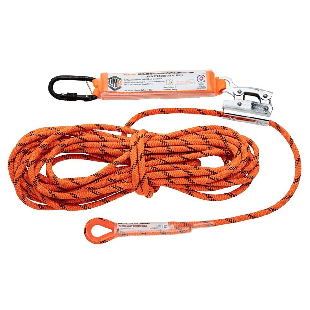 LINQ 15m Kernmantle Rope w/ Rope Grab & Shock Absorber