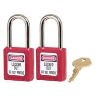 MASTERLOCK 0410 ZENEX Thermoplastic Safety Padlock (RED) Keyed Alike (Set of 2)