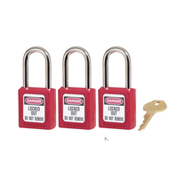 MASTERLOCK 0410 ZENEX Thermoplastic Safety Padlock (RED) Keyed Alike (Set of 3)