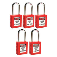 MASTERLOCK 0410 ZENEX Thermoplastic Safety Padlock (RED) Keyed Alike (Set of 5)