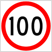 100 SPEED LIMIT PICTO 600 x 600mm Non Reflective Sign w/ Swing Stand