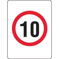 10 SPEED LIMIT PICTO 450mm x 300mm 1.4mm Polypropylene Non Reflective Sign