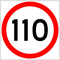 110 SPEED LIMIT PICTO 600 x 600mm Non Reflective Sign w/ Swing Stand