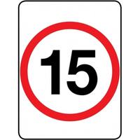 15 SPEED LIMIT PICTO 900 x 600mm Non Reflective Sign w/ Swing Stand