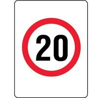 20 SPEED LIMIT PICTO 600 x 600mm Non Reflective Sign w/ Swing Stand