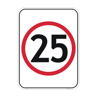 25 SPEED LIMIT PICTO 600 x 600mm Non Reflective Sign w/ Swing Stand