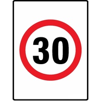 30 SPEED LIMIT PICTO 900 x 600mm Non Reflective Sign w/ Swing Stand