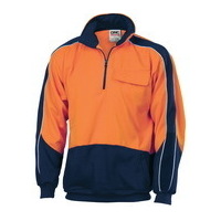 DNC Hi Vis 2 Tone 1/2 Zip Hi-Neck Panel Fleecy Windcheater