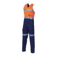 DNC Hi Vis Cotton Action Back Overalls with 3M R/T - Orange/Navy, 92R