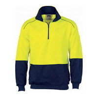 DNC Hi Vis Two Tone 1/2 Zip Reflective Piping Sweat Shirt - Yellow/Navy, XL