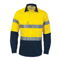 DNC Hi Vis D/N 2 Tone Drill Shirt with Generic R/Tape Long Sleeve