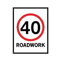 40 SPEED LIMIT PICTO W/ROADWORK Class 1 Reflective Corflute (Swing Stand Sign ONLY)