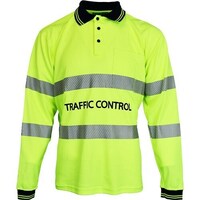 WORKIT TRAFFIC CONTROL Long Sleeve Poly Cotton Taped Polo Shirt - Yellow