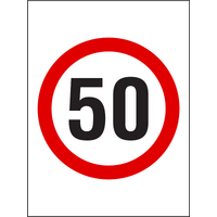 50 SPEED LIMIT PICTO 600 x 600mm Non Reflective Sign w/ Swing Stand