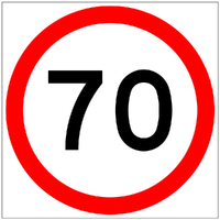 70 SPEED LIMIT PICTO 600 x 600mm Non Reflective Sign w/ Swing Stand