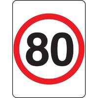 80 SPEED LIMIT PICTO 600 x 600mm Non Reflective Sign w/ Swing Stand