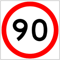 90 SPEED LIMIT PICTO 600 x 600mm Non Reflective Sign w/ Swing Stand