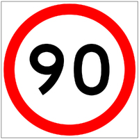 90 SPEED LIMIT PICTO 900 x 600mm Non Reflective Sign w/ Swing Stand
