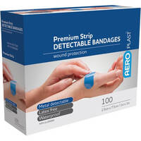 AeroPlast Premium Metal Detectable Bandaid Strip Box 100 (CARTON OF 12)