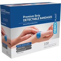 AeroPlast Premium Detectable Bandages/BandAides Strips (BOX OF 12 PACKS OF 100)