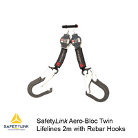 SafetyLink Aero-Bloc Twin Leg Self Retracting Lanyard 2m w/ Alloy Scaffold Hooks