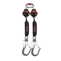 KSTRONG Vulcan Twin Leg Self Retracting Lanyard 2m w/ Alloy Scaffold Hooks