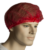 BASTION Crimped Beret Hair Net 21" Red (PACK OF 100)
