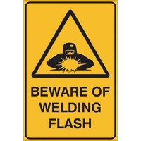 Beware Of Welding Flash Sign W/Picto