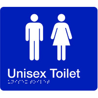 Unisex Accessible Toilet Braille 180mm x 210mm Sign Blue / White