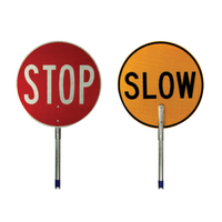 Stop Slow Traffic Control Bat | Class 1 450mm Reflective Sign Aluminium Telescopic Handle