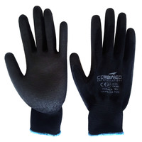 CSS Black Polyurethane PU Work Gloves Large (PACK OF 12)