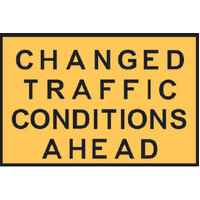 CHANGED TRAFFIC CONDITIONS AHEAD Non Reflective Metal Sign ONLY