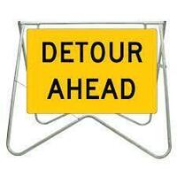 DETOUR AHEAD 900mm x 600mm Non Reflective Sign w/Swing Stand