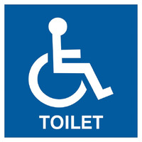 Disabled Toilet Sign White & Blue Poly 300mm x 225mm