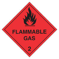 Flammable Gas 2 Hazchem 100mm x 100mm Self Adhesive Sign
