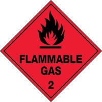 Flammable Gas 2 Hazchem 200mm x 200mm Metal Sign