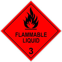 Flammable Liquid 3 Hazchem 100mm x 100mm Self Adhesive Sign