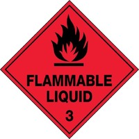 Flammable Liquid 3 Hazchem 200mm x 200mm Polypropylene Sign