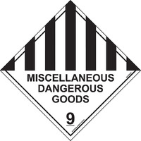 Miscellaneous Dangerous Goods 9 Hazchem 270mm x 270mm Self Adhesive Sign