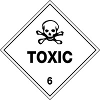 Toxic 6 Hazchem 270mm x 270mm Self Adhesive Sign