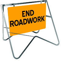 END ROADWORK 600 x 600mm Non Reflective Sign w/ Swing Stand