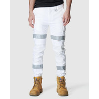 ELWD Mens Reflective Cuffed Pant White