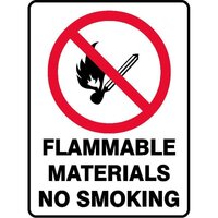 Flammable Materials No Smoking Sign W/Picto