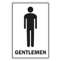 Gentlemen Toilet Sign Black & White 300x225mm Poly