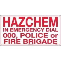 USS Hazchem In Emergency Dial 000, Police or Fire Brigade Safety 600mm x 300mm Metal Sign