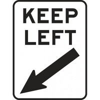 KEEP LEFT w/Arrow Down 600 x 450mm Class 1 Reflective Aluminum