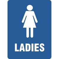 Ladies Toilet Sign Blue & White W/Picto Poly 300mm x 225mm