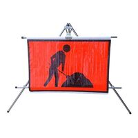 Digger/Worker Roll Up Sign Non-Reflective 900 x 600mm